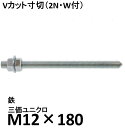 鉄 三価ユニクロ Vカット寸切 M12×180 1本 (ナット2個ワッシャー1枚付) 両面カット V寸切 ケミカル寸切 輸入品(4)