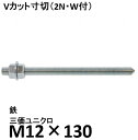 鉄 三価ユニクロ Vカット寸切 M12×130 1本 (ナット2個ワッシャー1枚付) 両面カット V寸切 ケミカル寸切 輸入品
