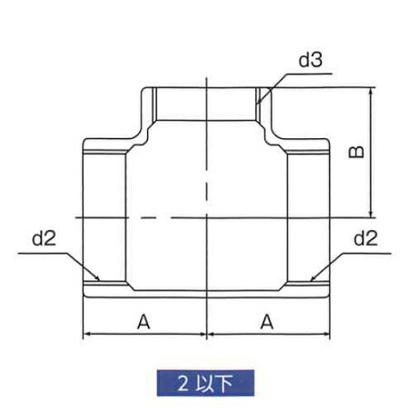 ステンレス継手 ねじ込み　KSG 違径チーズ （A）20×15（B）3/4×1/2