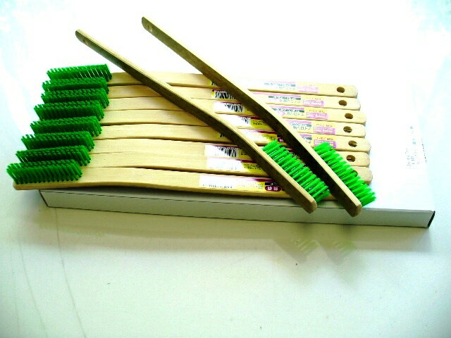 竹柄ブラシ(曲)4行　ナイロン線 10本入り　【11103】