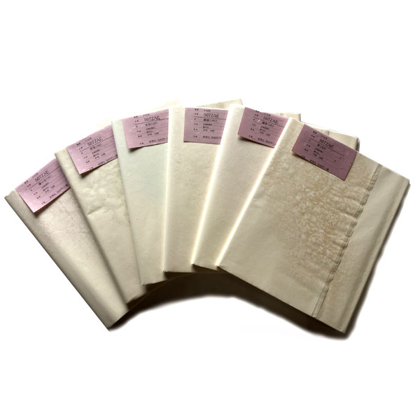 書道 加工紙 手漉き画仙紙 『寿』を加工 聯落 1色×10枚 かな用 にじまない 【加工内容】 白地色型打 品番：507ZAE 書道用紙 画仙紙 仮名用 料紙 かな用加工紙