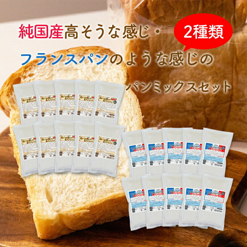 おかやま県産品 送料無料 高そうな感じ純国産&フランスパンのような感じのパンミックスセット【高そう純国産×10個・フランス×10個】