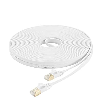 AnKuly Cat7 LANケーブル (50m) カテゴリー7 有線 ウルトラフラットケーブル 高速 STP 爪折れ防止 for モデム ルータ 10Gbps/600MHz CAT7準拠 イーサネットケーブル RJ45 金メッキコネクタ(ホワイト)