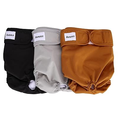 Avont [3枚セット] 犬用おむつ、マナーベルト 生理パンツ 洗濯可 再利用可能 高吸収性 耐久性 - Sサイズ