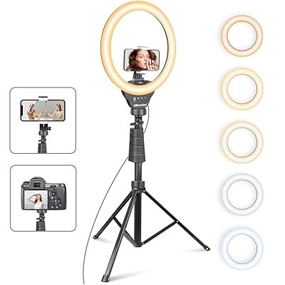UBeesize 12インチLEDリングライト 158cm三脚付き 撮影ライト 俯瞰撮影 スマホクリップ式 女優ライト ビデオライト 高輝度 自撮り/ビデオ録画 (YouTube/Instagram/TikTokなど動画撮影) スマホ/カメラ適用 1 UBeesize 12インチLEDリングライト 158cm三脚付き 撮影ライト 俯瞰撮影 スマホクリップ式 女優ライト ビデオライト 高輝度 自撮り/ビデオ録画 (YouTube/Instagram/TikTokなど動画撮影) スマホ/カメラ適用 1
