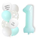 Biapian 誕生日 飾り付け 数字 バルーン 数字1 風船 ナンバーバルーン 40インチ 大きい バースデーバルーン セット 誕生日 バルーン 飾り ハッピーバースデー サプライズ パーティー イベント子供 男の子 女の子 ストロー付 ブルー(3)