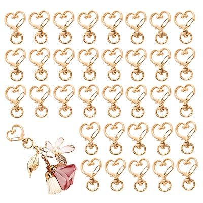 50個 キーホルダー金具, BetterJonny クリエイティブハートキーホルダー回転カン カワイイ ハート型 キーホルダー パーツ金具掛けDIY用パーツ 手作り キーリング