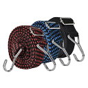 BTtime 荷台用 ゴム紐 ゴムバンド 3本入り 荷物 固定紐 ベルト 荷台 荷締め 金属製フック付き 弾性よい 丈夫 荷崩れ防止 長さ調節可能 バイク/オートバイ/自転車用 荷物固定 2m×3cm (青+赤+黒)