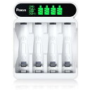 POWXS 電池充電器 単3単4電池 4本同時充電 LCDディスプレイ ニッケル水素/ニカド 単三充電池/単四充電池に対応できる 急速電池充電器 USB&Type-c 単3/単4充電器