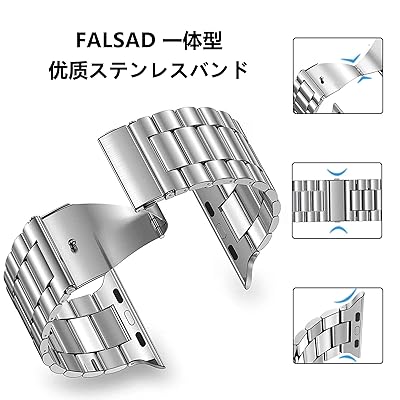[FALSAD] 新型 Apple Watch ステンレス バンド 44mm 40mm 保護ケース付き 対応 Se/Se2/Series6/5/4 アップルウォッチ 交換バンド, iwatch メタル 金属 長さ調整器具付き メンズ レディース兼用ベ