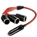LIKENNY 3連 シガープラグ 延長コード 車の シガーソケット アダプター 電源 12V/24V対応 ヒューズ電源 1~3雌ソケット 3ウェイシガレットライタースプリッター
