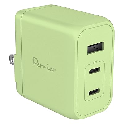 多摩電子工業 PD65W対応 AC充電器 USB x3ポート装備 （USB-C x2、USB-A x1）Permier PR-AP146UC2　次世代素材GaN採用 急速充電対応 ACアダプター 新型GaN 窒化ガリウム採用 PSE技術基準適合 折り