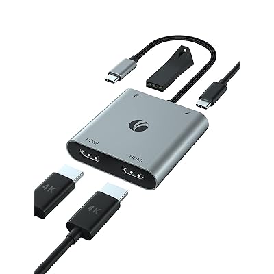 USB Type C HDMI 変換アダプター VCOM デュアルHDMI 2ポート hdmi分配 4K@60デュアル MST支持【4K対応2つのHDMIポート+USB-A 2.0ポート+100W急速 PD充電ポート】MacBook Air, iPa
