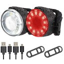 自転車用ライト USB充電式 前后 レッド ホワイト 2個セット防水 LED自転車用ライト 6つの照明モード 警告灯 マウンテンバイク ロードバイク 登山 夜釣...
