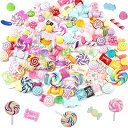 デコパーツ【50個セット】樹脂製 ヘアピンパーツ アクセサリー ミックス デコパーツ キャンディーカラー ミックス飾り物 キャンディー ロリポップ パンドーナツ スイーツ デコ素材 ムパーツ 基礎パーツ 手作り 飾り物 携帯ケース装飾 DIY 手工芸