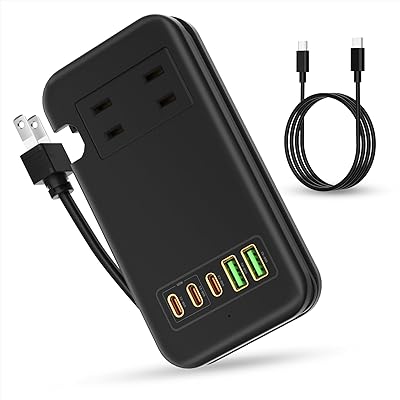 素直な虹 電源タップ USB-C コンセント PD 65W Type-C 【3つUSB-C ポート・2つUSB-A ポート・2つACコンセント・PSE認証済・ケーブル収納式】急速充電 USB C-C 65Wケーブル付き 電源ケーブル33cm AC14