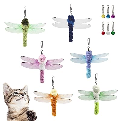 SONGWAY 猫 おもちゃ 猫じゃらし 羽根 ねこ玩具 昆虫 トンボ 大飛ぶ虫 6個交換用