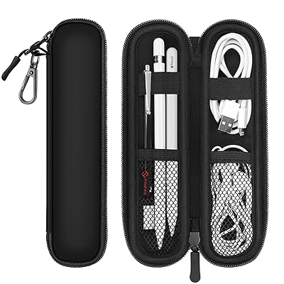 Fintie Apple Pencil ケース バッグ 柔らかいネオプレン製 紛失防止ポケット ゴムバンド固定 Apple Pencil Pro/USB-C/ 第1/2 世代用 収納 保護ケース(1ブラック)