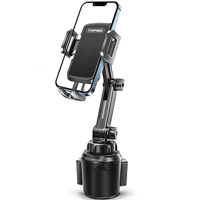 スマホホルダー 車 ドリンクホルダー 車載ホルダー カップホルダー スマホスタンド 車 TOPGO 【 機械式伸縮アーム・安定性 車載 携帯ホルダー 縦・横・上...
