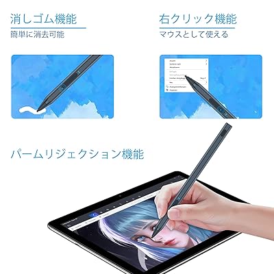 MILPROX Surface用タッチペン 4096段階筆圧 パームリジェクション機能 磁気吸着 傾き検知対応 右クリック 消しゴム 自動オフ USB-C充電 Surface3/ Surface Pro 3/4/5/6/7/8/X/Surface L