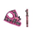 THAINハーネス・リード1.5-3kgs 超小型犬 ハーネス リードセット チェック 胴輪 メッシュ 犬 ハーネス 人気 格子縞 ハーネス 猫 ドッグハーネス(S ピンク)