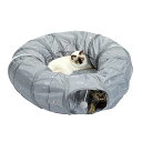 PAWZ Road 猫トンネル 猫おもちゃ キャットトンネル 円 ドーナツ型 長い 玩具 一人遊び 猫ベッド カシャカシャ カサカサ 折りたたみ式 省スペース 収納簡単 運動不足解消 人気 タイヤトンネル ストレス発散 - 直径26CM グレー