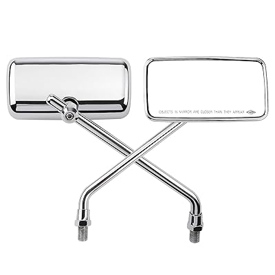 KEMIMOTO バイクミラー 10mm 左右セット オフロードミラー 角型 可動式ミラー オートバイ ミラー バイク用 ミラー メッキ ミラー グロム セロー...