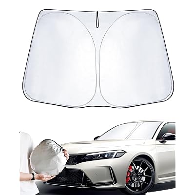LANTU サンシェード ホンダ 新型シビックタイプr FL5型 6代目 用サンシェード 車 フロントガラス用 車種専用 ピッタリサイズ 4層構造 車中泊 uvカット カスタムパーツ 2022 日除けシェード 断熱性アップ 折り畳み式 取付収納簡単