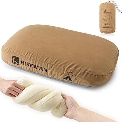 キャンプ 枕 キャンプ枕 携帯枕 最強 ウレタン コンパクト カバー洗える 通気性 オールシーズン使える 肌触りが良い 軽量 収納袋付き ピロー 旅行 アウトドア 登山 車中泊 防災 (コーヒー色)