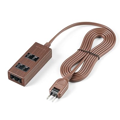 サンワダイレクト 電源タップ 3個口 2m マグネット 雷ガード ほこり防止 スイングプラグ 木目調 ダークブラウン 700-TAP061-2DBRM