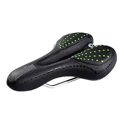 ZHIQIU 自転車用ソフトサドル スポーツクッション カラーサドル マウンテンバイク、ロードバイク、折り畳み自転車に適応 通気性 蒸れ対策 衝撃吸収 取付便利 (ブラック/グリーンの新モデル)