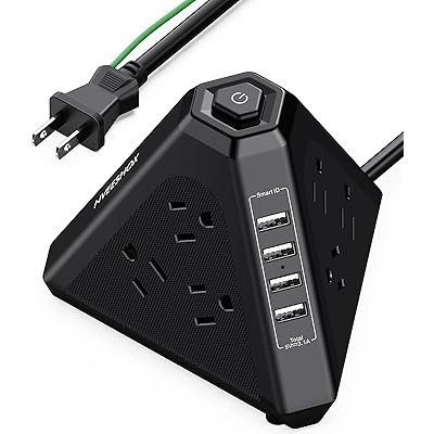 電源タップ usb コンセント 雷ガード 延長コード 2m タワー型電源タップ 三角タップ 9個AC口 4個USBポート NVEESHOX テーブルタップ OAタップ たこあしコンセント 過負荷保護 安全保護機能 PSE認証品 自宅用 会社用 ブラッ