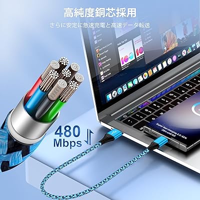 Viviber タイプc ケーブル 0.5m 短いUSB Type C ケーブル アンドロイド 充電ケーブル iphone 15 タイプC usbケーブル スマホ 急速充電コード 高耐久ナイロン usb c コード usbデータ転送ケーブル ipho