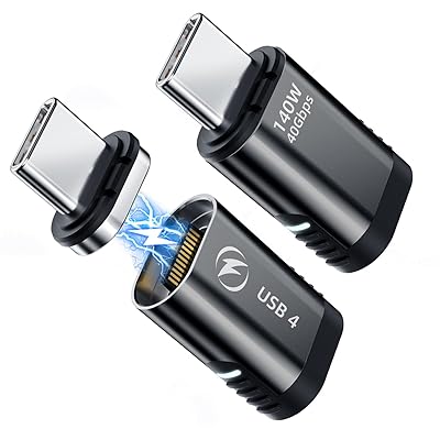USB C 磁気アダプター (2 パック) DuHeSin 磁気 USB C アダプター 24 ピン ストレート PD 140w 充電 USB4 40Gbps データ転送 8K 60Hz ビデオ Thunderbolt 3/4、MacBook Pro