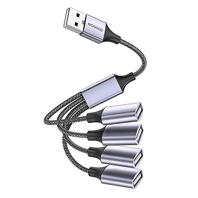 MOGOOD USB分岐器 4-in-1 USBケーブル USBハブ USBからUSBアダプタ マルチソケット USBから4 USBマザーケーブル変換器 マルチUSBポートUSB電源延長線 PC/自動車/ノートパソコン/Uディスク/テレビに適用