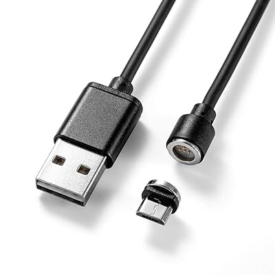 サンワダイレクト microUSBケーブル 1m 両面 マグネット 急速充電 【QuickCharge対応】抜き挿し不要で楽々充電 充電・通信 2A対応 ブラック 500-USB060