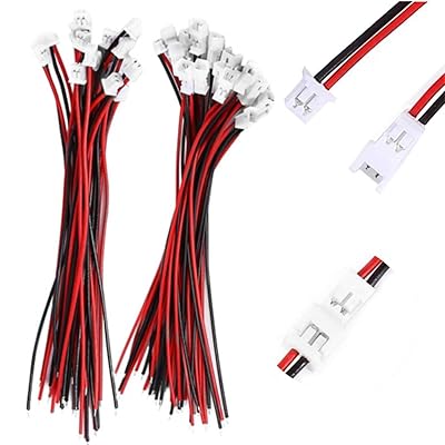 40個20ペア JST 1.25mm 15cmプラグコネクタ 2ピン オス＆メス延長ケーブル 錫めっき銅製 RCリポバッテリ ヘリコプター用