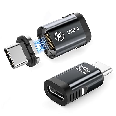 HanCenDa 240W 磁気 USB C アダプター、2 パック USB C 磁気アダプター 24 ピン 180 度 Type C アダプター USB4 40Gbps データ転送付き 8K 60Hz ビデオ Thunderbolt 3/4、Mac