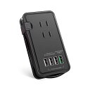 Ewin 電源タップ usb コンセント ac アダプター qc3.0 急速充電 usb充電ポート 一体式 3個口 4USBポート タップ 延長コード 25cm 過電保護 軽量 コンパクト 節電 旅行 iPad iPhone タブレット スマホ など