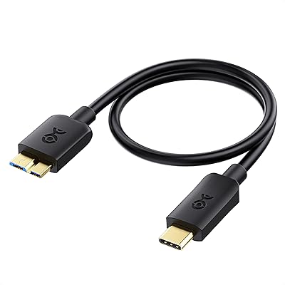Cable Matters USB Type C Micro B 変換ケーブル 5 Gbps Micro B 9ピン 0.3m 外付けHDD USB Type C Micro USB 変換ケーブル USB C Micro B 変換ケーブル ブラック