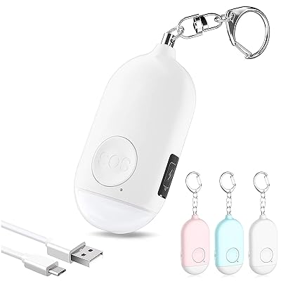 防犯ブザー LEDライト付き 防犯アラーム USB充電式 大音量130dB 防水 防犯 ブザー 小学生 女の子 男の子 女性 大人 子供 (ホワイト)のサムネイル