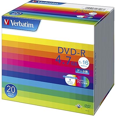 Verbatim バーベイタム 1回記録用 DVD-R 4.7GB 20枚 ホワイトプリンタブル 1-16倍速 片面1層 DHR47JP20V1