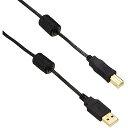 エレコム USBケーブル 【B】 USB2.0 (USB A オス to USB B オス) フェライトコア付 2m ブラック U2C-BF20BK