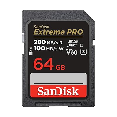 SanDisk 64GB Extreme PRO SDXC、最大280MB/秒、UHS-II、クラス10、U3、V60。 SanDisk 64GB Extreme PRO SDXC、最大280MB/秒、UHS-II、クラス10、U3、V60。
