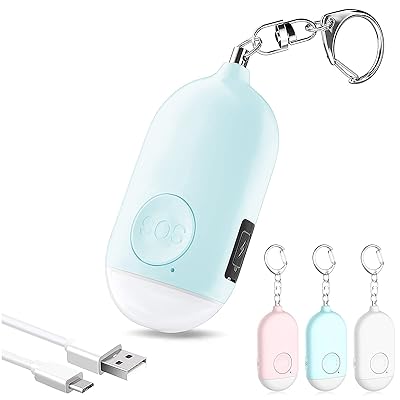 防犯ブザー LEDライト付き 防犯アラーム USB充電式 大音量130dB 防水 防犯 ブザー 小学生 女の子 男の子 女性 大人 子供 (ブルー)
