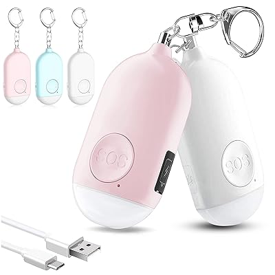 防犯ブザー【2個セット ピンク+ホワイト】 LEDライト付き 防犯アラーム USB充電式 大音量130dB 防水 防犯 ブザー 小学生 女の子 男の子 女性 大人 子供