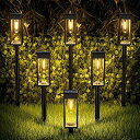 BITPOTT ソーラーライト 屋外 IP65防水 ガーデンライト 電球色 LED 通路ライト 高輝度 イルミネーション 自動点灯/消灯 埋め込み式 庭/ガレージ/駐車場/芝生/車道/歩道に適用 (6個セット)