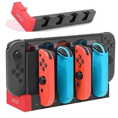 Switch & Switch 有機EL ジョイコン用 充電スタンド Tomistan Joy-Con コントローラー充電 対応 Switch と Switch有機EL 収納 一体型 6台同時充電可能 ジョイコン右/左 急速充電器 LED充電指示ラン