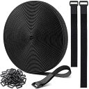 マジック結束バンド 12.5m+バックル 60個付き、結束テープ 荷締めベルト 固定ベルト 結束マジック 面ファスナー テープ 強力 耐熱 配線整理 自由にカッ...