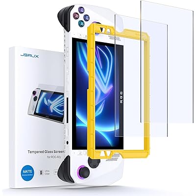 JSAUX ROG Ally スクリーンプロテクター 2枚パック アンチグレア硬度9H強化ガラス ガイドフレーム付き 7インチ 傷防止 ASUS ROG Ally X 2024用